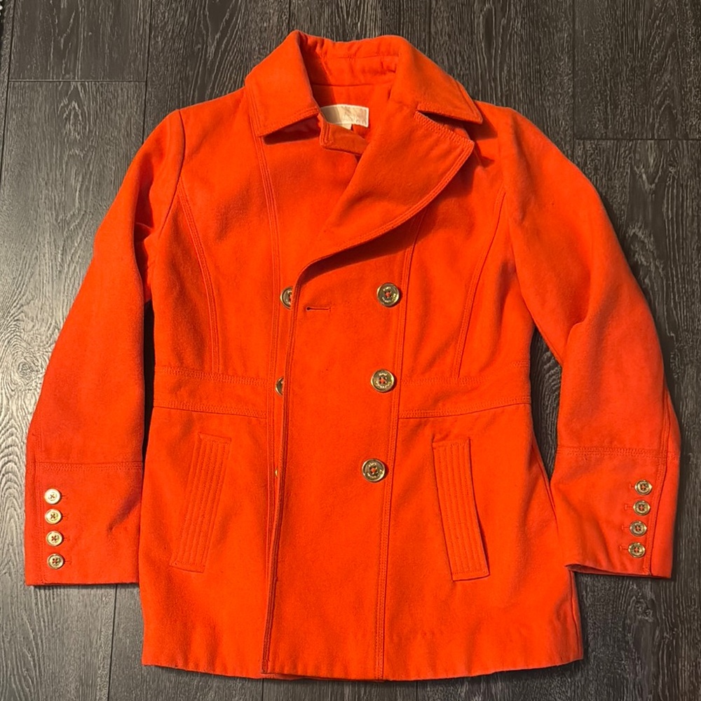 Michael Kors Women's Size 10 Wool Double-Breasted Orange Coat